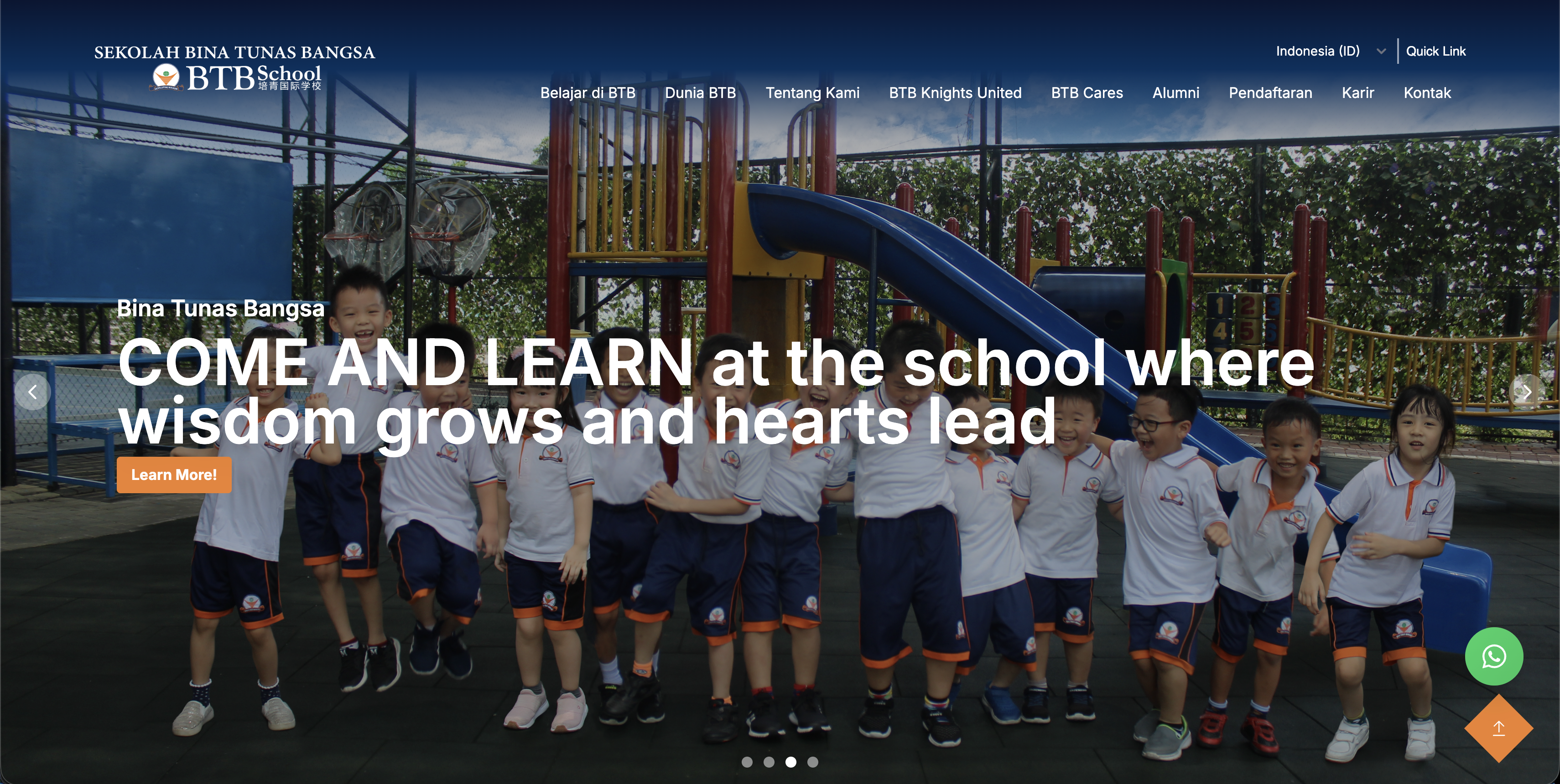 Tampilan desain school website untuk Pengembangan Website Terintegrasi Bina Tunas Bangsa School